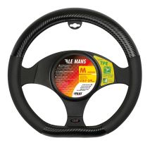ΚΑΛΥΜΜΑ ΤΙΜΟΝΙΟΥ LE MANS (M) 37/39cm ΔΕΡΜΑΤΙΝΗ ΜΑΥΡΟ/ CARBON ΑΟΣΜΟ ECO-FRIENDLY (ΚΟΦΤΟ ΤΙΜΟΝΙ) Auto Moto Tyres 