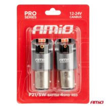 ΛΑΜΠΑΚΙΑ P21/5W BAY15d 12/24V 6.000K 4xSMD LED CAN-BUS ΚΟΚΚΙΝΟ PRO SERIES AMIO - 2 Τεμ. Auto Moto Tyres 