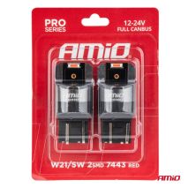 ΛΑΜΠΑΚΙΑ W21/5W 7443 12/24V 6.000K 2xSMD LED FULL CAN-BUS ΚΟΚΚΙΝΟ PRO SERIES  AMIO - 2 Τεμ. Auto Moto Tyres 