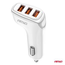 ΦΟΡΤΙΣΤΗΣ ΑΝΑΠΤΗΡΑ 12/24V ΜΕ 3 ΘΥΡΕΣ 3xUSB 15.5W 5V/3.1A ΛΕΥΚΟΣ AMIO - 1 Τεμ. Auto Moto Tyres 