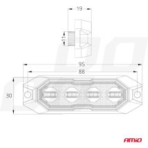 ΣΤΡΟΜΠΟ 12/24V 4xSMD LED 12W (4x3W) R65 R10 IP6K9K 95x30mm ΑΜΙΟ - 1 ΤΕΜ. Auto Moto Tyres 
