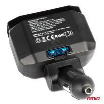 ΑΝΤΑΠΤΟΡΑΣ ΑΝΑΠΤΗΡΑ ΔΙΠΛΟΣ 12/24V ΜΕ ΒΟΛΤΟΜΕΤΡΟ ΜΕ 3 ΘΥΡΕΣ USB AMIO - 1 Τεμ. Auto Moto Tyres 