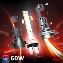 ΛΑΜΠΕΣ LED H7/Η18 12V 60W 6.000K 5.600lm +400% LED CAN-BUS HYBRID SERIES AMIO - 2 ΤΕΜ. Auto Moto Tyres 