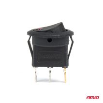 ΔΙΑΚΟΠΤΗΣ 12V ON/OFF ΣΤΡΟΓΓΥΛΟΣ ΜΕ 3 ΕΠΑΦΕΣ ΚΟΚΚΙΝΟ LED  AMIO - 1 τεμ. Auto Moto Tyres 