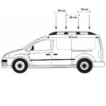 ΜΠΑΡΕΣ ΟΡΟΦΗΣ ΓΙΑ ΠΑΡΑΛΛΗΛΕΣ ΑΛΟΥΜΙΝΙΟΥ L2 ΑΣΗΜΙ ΓΙΑ VW CADDY 2003-2015 OMTEC - 2 τεμ. Auto Moto Tyres 