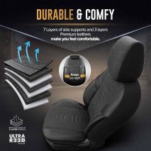 ΚΑΛΥΜΜΑΤΑ ΚΑΘΙΣΜΑΤΩΝ OTOM THRONE 102 SMOKED ΜΑΥΡΟ/ΓΚΡΙ ΛΙΝΟ & ΔΕΡΜΑΤΙΝΗ SET ΑΜΙΟ - 1 σετ. Auto Moto Tyres 