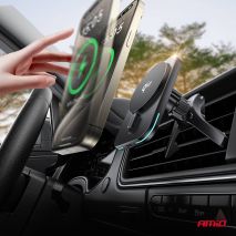 ΒΑΣΗ ΣΤΗΡΙΞΗΣ ΚΙΝΗΤΟΥ ΓΙΑ ΑΕΡΑΓΩΓΟ ΜΑΓΝΗΤΙΚΗ ΜΕ ΑΣΥΡΜΑΤΗ ΦΟΡΤΙΣΗ QUICK CHARGE QI2 15W 360° AMIO - 1 Τεμ. Auto Moto Tyres 