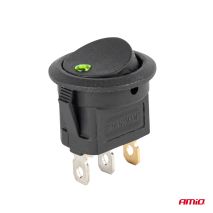 ΔΙΑΚΟΠΤΗΣ 12V ON/OFF ΣΤΡΟΓΓΥΛΟΣ ΜΕ 3 ΕΠΑΦΕΣ ΠΡΑΣΙΝΟΣ LED  AMIO - 1 τεμ. Auto Moto Tyres 