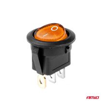 ΔΙΑΚΟΠΤΗΣ ON/OFF 3 ΕΠΑΦΩΝ 12/24V 20A ΣΤΡΟΓΓΥΛΟΣ ΜΕ ΚΙΤΡΙΝΟ ΦΩΤΙΣΜΟ  ΑΜΙΟ - 1 ΤΕΜ. Auto Moto Tyres 