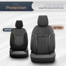 ΚΑΛΥΜΜΑΤΑ ΚΑΘΙΣΜΑΤΩΝ OTOM SWAN 501 BLACK ΜΑΥΡΟ/ΓΚΡΙ ΣΚΟΥΡΟ ΛΙΝΟ & ΔΕΡΜΑΤΙΝΗ SET ΑΜΙΟ - 1 σετ. Auto Moto Tyres 