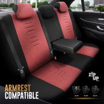 ΚΑΛΥΜΜΑΤΑ ΚΑΘΙΣΜΑΤΩΝ OTOM  THRONE 103 RED ΜΑΥΡΟ/ΓΚΡΙ/ΚΟΚΚΙΝΟ ΛΙΝΟ & ΔΕΡΜΑΤΙΝΗ SET ΑΜΙΟ - 1 σετ. Auto Moto Tyres 
