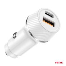 ΦΟΡΤΙΣΤΗΣ ΑΝΑΠΤΗΡΑ 12/24V ΜΕ 2 ΘΥΡΕΣ USB-C+USB 20W 5V/3AQC ΤΑΧΕΙΑΣ ΦΟΡΤΙΣΗΣ ΛΕΥΚΟΣ  AMIO - 1 Τεμ. Auto Moto Tyres 