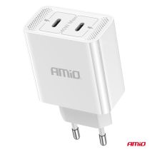 ΦΟΡΤΙΣΤΗΣ ΚΙΝΗΤΟY ΟΙΚΙΑΚΗ ΠΡΙΖΑ 2ΘΥΡΕΣ 2xUSB-C 40W 5V/3AQC ΛΕΥΚΟΣ  ΑΜΙΟ - 1 ΤΕΜ. Auto Moto Tyres 