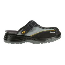 Πιστοποιημένα Παπούτσια Ασφαλείας Εργασίας σε στυλ Σαμπό Stingray από την Euroroutier σε μέγεθος EU43/UK9 σε Μαύρο, Γκρι Χρώμα με Κροκί Λεπτομέρειες και Λουράκι Αστραγάλου Auto Moto Tyres 