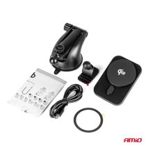 ΒΑΣΗ ΣΤΗΡΙΞΗΣ ΚΙΝΗΤΟΥ ΓΙΑ ΤΖΑΜΙ/ΤΑΜΠΛΟ ΜΑΓΝΗΤΙΚΗ ΜΕ ΑΣΥΡΜΑΤΗ ΦΟΡΤΙΣΗ QUICK CHARGE QI2 15W 360° AMIO - 1 Τεμ. Auto Moto Tyres 