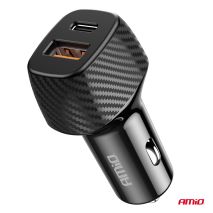 ΦΟΡΤΙΣΤΗΣ ΑΝΑΠΤΗΡΑ ΜΕ 2 ΘΥΡΕΣ USB-A QUICK CHARGE+USB-C 20W ΜΑΥΡΟ AMIO - 1 Τεμ. Auto Moto Tyres 
