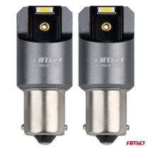 ΛΑΜΠΕΣ LED CAN-BUS P21W BA15S 12/24V 6.000K 2xSMD ΛΕΥΚΟ PRO SERIES AMIO - 2 ΤΕΜ. Auto Moto Tyres 