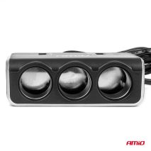 ΑΝΤΑΠΤΟΡΑΣ ΑΝΑΠΤΗΡΑ 12/24V 120W ΨΗΦΙΑΚΟΣ ΜΑΥΡΟΣ/3 ΘΕΣΕΙΣ/2xUSB-A QC 3.0  ΜΕ ΚΑΛΩΔΙΟ 80cm AMIO - 1 Τεμ. Auto Moto Tyres 