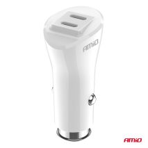 ΦΟΡΤΙΣΤΗΣ ΑΝΑΠΤΗΡΑ 12/24V ΜΕ 2 ΘΥΡΕΣ 2xUSB-C 40W 5V/3AQC ΤΑΧΕΙΑΣ ΦΟΡΤΙΣΗΣ ΛΕΥΚΟΣ AMIO - 1 Τεμ. Auto Moto Tyres 
