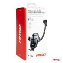 ΒΑΣΗ ΣΤΗΡΙΞΗΣ ΚΙΝΗΤΟΥ ΓΙΑ ΤΖΑΜΙ/ΤΑΜΠΛΟ ΜΕ ΑΣΥΡΜΑΤΗ ΦΟΡΤΙΣΗ QUICK CHARGE DC5V/2A MAX15W AMIO - 1 Τεμ. Auto Moto Tyres 