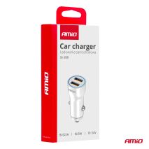 ΦΟΡΤΙΣΤΗΣ ΑΝΑΠΤΗΡΑ 12/24V ΜΕ 2 ΘΥΡΕΣ 2xUSB 10.5W 5V/2.1A ΛΕΥΚΟΣ AMIO - 1 Τεμ. Auto Moto Tyres 