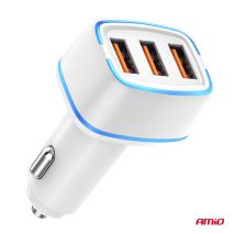 ΦΟΡΤΙΣΤΗΣ ΑΝΑΠΤΗΡΑ 12/24V ΜΕ 3 ΘΥΡΕΣ 3xUSB 30W 5V/3.0A ΛΕΥΚΟΣ 1 ΑΜΙΟ - 1 ΤΕΜ. Auto Moto Tyres 
