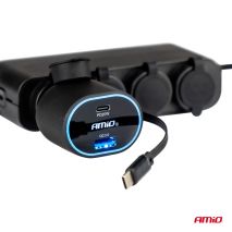 ΦΟΡΤΙΣΤΗΣ ΑΝΑΠΤΗΡΑ ΜΕ 2 ΘΥΡΕΣ USB-C 20W+USB-A QUICK CHARGE 3.0 ΜΕ ΚΑΛΩΔΙΟ USB-C 30W ΜΑΥΡΟ AMIO - 1 Τεμ. Auto Moto Tyres 