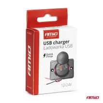 ΠΡΙΖΑ ΜΕ 2 ΘΥΡΕΣ-USB+USB-C ΚΑΙ ΚΑΠΑΚΙ 12/24V QUICK CHARGE 3.0 ΑΔΙΑΒΡΟΧΗ ΤΕΤΡΑΓΩΝΟ ΣΧΗΜΑ ΜΑΥΡΗ AMIO - 1 Τεμ. Auto Moto Tyres 