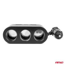 ΑΝΤΑΠΤΟΡΑΣ ΑΝΑΠΤΗΡΑ 12/24V 120W ΜΑΥΡΟΣ/3 ΘΕΣΕΙΣ/2xUSB-A+1xUSB-C ΤΑΧΕΙΑΣ ΦΟΡΤΙΣΗΣ/ΚΑΛΩΔΙΟ 70cm AMIO - 1 Τεμ. Auto Moto Tyres 