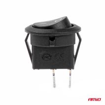 ΔΙΑΚΟΠΤΗΣ ON/OFF 2 ΕΠΑΦΩΝ 12V 20A  ΣΤΡΟΓΓΥΛΟΣ Φ20mm ΜΑΥΡΟΣ AMIO - 1 τεμ. Auto Moto Tyres 