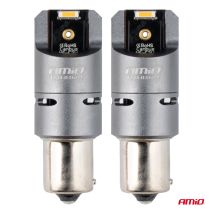 ΛΑΜΠΑΚΙΑ PY21W BAU15s 12/24V 6.000K 2xSMD LED FULL CAN-BUS(ΜΕ ΑΝΕΜΙΣΤΗΡΑΚΙ) ΠΟΡΤΟΚΑΛΙ PRO SERIES AMIO - 2 Τεμ. Auto Moto Tyres 