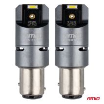 P21/5W BAY15s 12/24V 6.000K 2xSMD LED(ΜΕ ΑΝΕΜΙΣΤΗΡΑΚΙ) FULL CAN-BUS ΛΕΥΚΟ PRO SERIES  AMIO - 2 Τεμ. Auto Moto Tyres 
