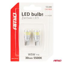 ΛΑΜΠΑΚΙΑ T10 W5W 12V/24V LED CAN-BUS 30xSMD 2016 ΛΕΥΚΟ 5500K ΑΜΙΟ - 2 ΤΕΜ. Auto Moto Tyres 