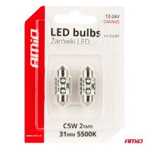 ΛΑΜΠΑΚΙΑ ΠΛΑΦΟΝΙΕΡΑΣ 31mm 12/24V C5W 5500K 12xSMD 3838 CAN-BUS FESTOON (ΛΕΥΚΟ) ΑΜΙΟ - 2 ΤΕΜ. Auto Moto Tyres 