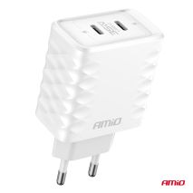 ΦΟΡΤΙΣΤΗΣ ΜΕ ΟΙΚΙΑΚΗ ΠΡΙΖΑ ΜΕ 2 ΘΥΡΕΣ 2xUSB-C 35W 100-240V ΛΕΥΚΟ AMIO - 1 Τεμ. Auto Moto Tyres 