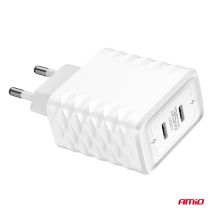 ΦΟΡΤΙΣΤΗΣ ΜΕ ΟΙΚΙΑΚΗ ΠΡΙΖΑ ΜΕ 2 ΘΥΡΕΣ 2xUSB-C 35W 100-240V ΛΕΥΚΟ AMIO - 1 Τεμ. Auto Moto Tyres 
