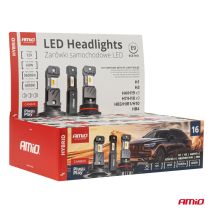 ΛΑΜΠΕΣ LED H1/H3/H4(x3)/H7(x9)/HB3/HB4 12V 60W 6.000K 5.600lm LED CAN-BUS HYBRID SERIES AMIO - ΣΕΤ 16 ΤΕΜ. Auto Moto Tyres 