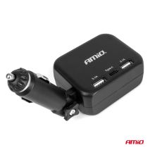 ΑΝΤΑΠΤΟΡΑΣ ΑΝΑΠΤΗΡΑ 12/24V 100W ΜΑΥΡΟΣ/2 ΘΕΣΕΙΣ/1xUSB-A+1xUSB-C/ΠΕΡΙΣΤΡΟΦΗ 180 ΜΟΙΡΩΝ ΑΜΙΟ - 1 ΤΕΜ. Auto Moto Tyres 