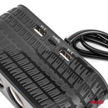 ΑΝΤΑΠΤΟΡΑΣ ΑΝΑΠΤΗΡΑ 12/24V 120W ΜΑΥΡΟΣ - 4 ΘΕΣΕΙΣ - 2xUSB-A + 1xUSB-C - ΚΑΛΩΔΙΟ 80cm AMIO - 1 Τεμ. Auto Moto Tyres 