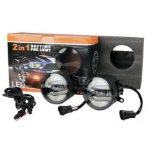 DRL ΚΑΙ ΦΩΣ ΟΜΙΧΛΗΣ 12V ΠΡΟΣΘΕΤΟ DAYTIME ΔΙΕΘΝΗ ΣΤΡΟΓΓΥΛΟ 90mm Auto Moto Tyres 