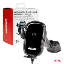 ΒΑΣΗ ΣΤΗΡΙΞΗΣ ΚΙΝΗΤΟΥ ΓΙΑ ΤΖΑΜΙ/ΤΑΜΠΛΟ ΜΕ ΑΣΥΡΜΑΤΗ ΦΟΡΤΙΣΗ QUICK CHARGE DC5V/2A MAX15W AMIO - 1 Τεμ. Auto Moto Tyres 