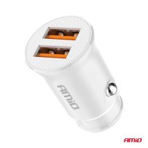 ΦΟΡΤΙΣΤΗΣ ΑΝΑΠΤΗΡΑ 12/24V ΜΕ 2 ΘΥΡΕΣ 2xUSB 10.5W 5V/2.1A ΛΕΥΚΟΣ AMIO - 1 Τεμ. Auto Moto Tyres 