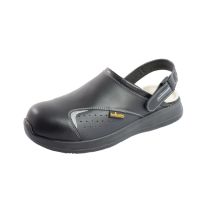 Πιστοποιημένα Παπούτσια Ασφαλείας Εργασίας σε στυλ Σαμπό Basic 2.0 από την Euroroutier σε μέγεθος EU43/UK9 σε Μαύρο Χρώμα με Λευκές Ραφές, Γκρι λεπτομέρεια και Λουράκι Αστραγάλου Auto Moto Tyres 