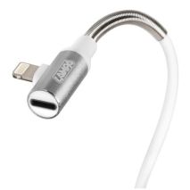 ΚΑΛΩΔΙΟ USB ΦΟΡΤΙΣΗΣ ΚΑΙ ΑΝΤΑΠΤΟΡΑΣ ΑΚΟΥΣΤΙΚΩΝ APPLE (8 PIN) 90 ΜΟΙΡΩΝ IRON SILVER LINE (100 cm) Auto Moto Tyres 