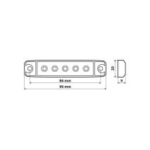 ΦΩΣ ΟΓΚΟΥ 12/24V 5xSMD LED ΛΕΥΚΟ ΔΙΑΦΑΝΟ 96x20mm ΜΕ ΕΓΚΡΙΣΗ ΤΥΠΟΥ R7/R10  LAMPA - 1 TEM. Auto Moto Tyres 