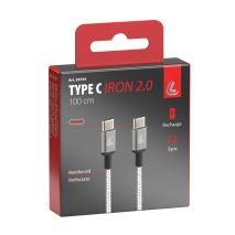 ΚΑΛΩΔΙΟ ΦΟΡΤΙΣΗΣ/ΜΕΤΑΦΟΡΑΣ ΔΕΔΟΜΕΝΩΝ USB TYPE C>USB TYPE C  IRON 2.0 3000mA/60W ΑΣΗΜΙ 100cm LAMPA - 1 ΤΕΜ. Auto Moto Tyres 