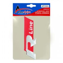 R LINE ΑΥΤΟΚΟΛΛΗΤΟ ΣΗΜΑ ΚΟΚΚΙΝΟ/ΧΡΩΜΙΟ 7,5x2,1cm ΜΕ ΕΠΙΚΑΛΥΨΗ ΕΠΟΞΕΙΔΙΚΗΣ ΡΥΤΙΝΗΣ - 1 ΤΕΜ. Auto Moto Tyres 