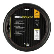 ΚΑΛΥΜΜΑ ΤΙΜΟΝΙΟΥ RACING PREMIUM RED (M) 37-39cm ΣΥΝΘΕΤΙΚΟ ΔΕΡΜΑ SKEENTEX ΜΑΥΡΟ/ΚΟΚΚΙΝΟ/ CARBON LOOK LAMPA - 1 ΤΕΜ. Auto Moto Tyres 