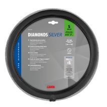 ΚΑΛΥΜΜΑ ΤΙΜΟΝΙΟΥ DIAMONDS SILVER (S) 35/37cm ΣΥΝΘΕΤΙΚΟ ΔΕΡΜΑ SKEENTEX ΜΑΥΡΟ/ΑΣΗΜΙ LAMPA  - 1 ΤΕΜ. Auto Moto Tyres 