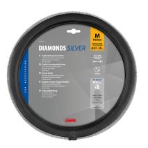 ΚΑΛΥΜΜΑ ΤΙΜΟΝΙΟΥ DIAMONDS SILVER (Μ) 37/39cm ΣΥΝΘΕΤΙΚΟ ΔΕΡΜΑ SKEENTEX ΜΑΥΡΟ/ΑΣΗΜΙ LAMPA  - 1 ΤΕΜ. Auto Moto Tyres 